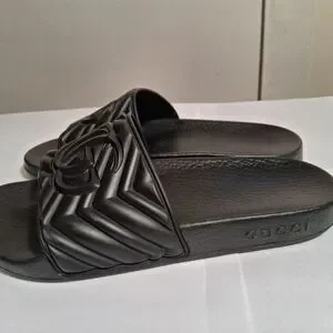Gucci | Shoes | Gucci Black Logo Rubber Marmot Ggslides Size  display picture 2
